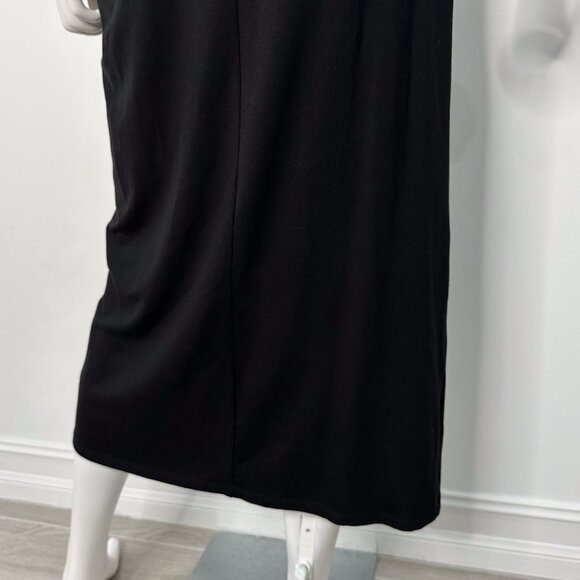 Reformation Cormac Ruched Wrap Style Jersey Midi Dress with Slit in Black Size M - Picture 16 of 16